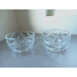 2 Lauren Ralph Lauren ROYALTON Crystal Glass Bowl 6" Set Candy Nut Heavy Luxury